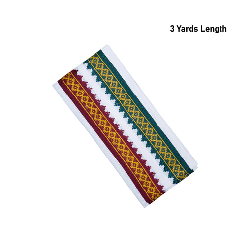 Towel - 3 Yards | Thalapathi Border Angavastram/ White Gamcha/ Thundu For Traditional Dressing - Shawls & Towels