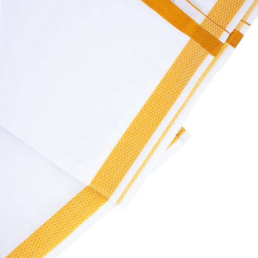 Veshti - 2 Mtrs | White Colour Vesti/ Royal Gold King With Jari Border Dhoti for Men - Veshti & Dhoti