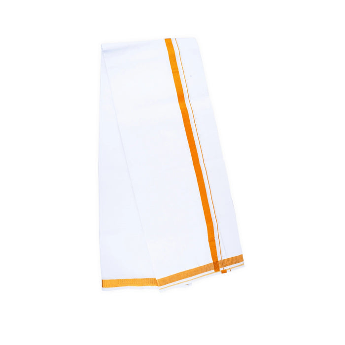 Veshti - 2 Mtrs | White Colour Vesti/ Royal Gold King With Jari Border Dhoti for Men - Veshti & Dhoti