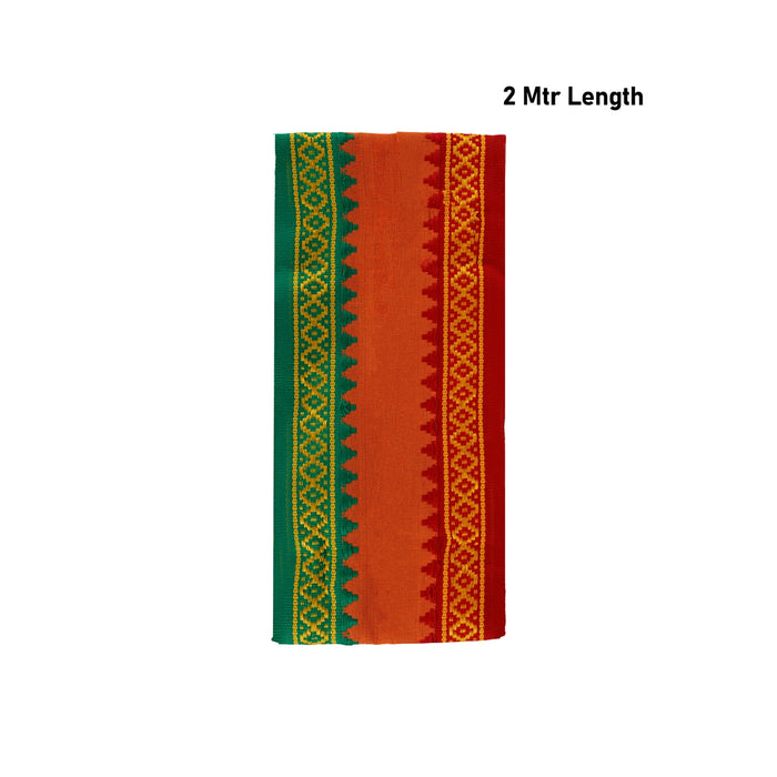 Towel - 27 x 54 Inches | Kavi Colour Angavastram/ Mla Border Thundu/ Gamcha/ Kasavu Shawl for Men - Shawls & Towels