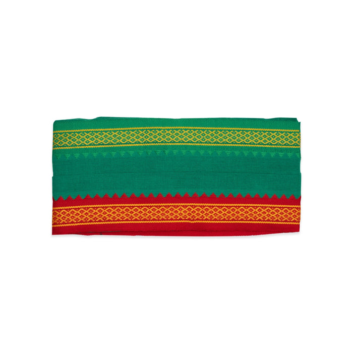 Towel - 22 x 54 Inches | Green Colour Angavastram/ Mla Design Thundu for Men - Shawls & Towels