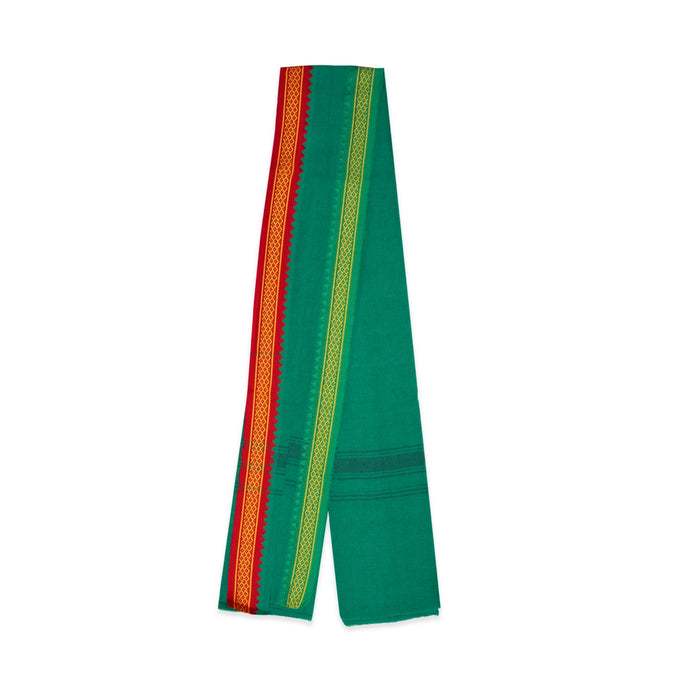 Towel - 22 x 54 Inches | Green Colour Angavastram/ Mla Design Thundu for Men - Shawls & Towels