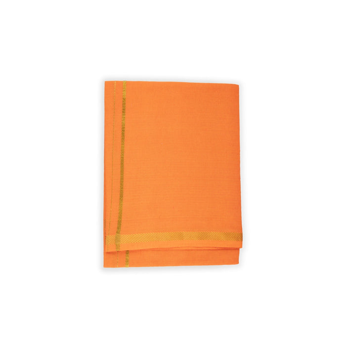 Veshti - 2 Mtrs | Jari Border Dhoti/ Orange Colour Vesti for Men - Veshti & Dhoti