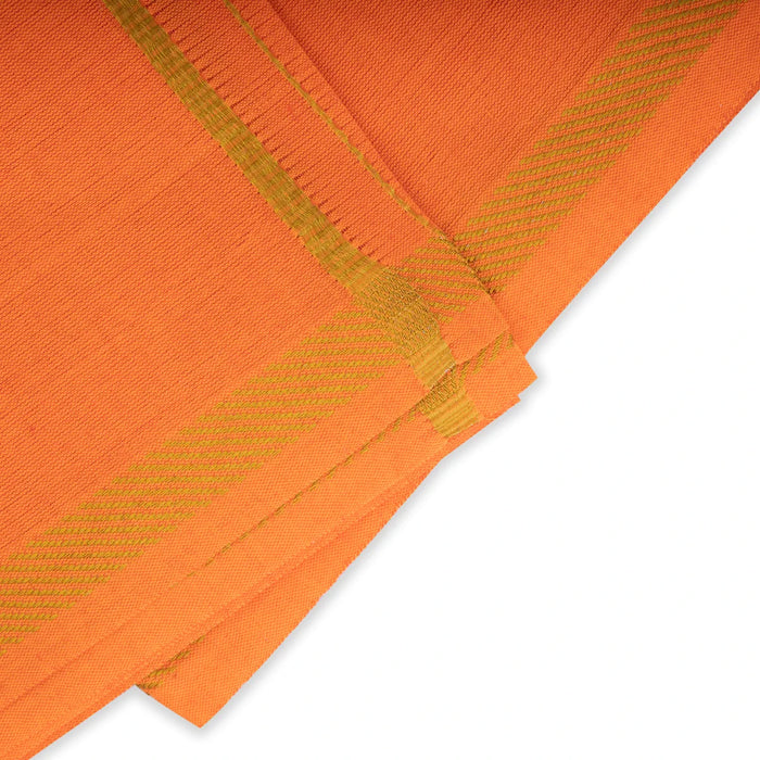 Veshti - 2 Mtrs | Jari Border Dhoti/ Orange Colour Vesti for Men - Veshti & Dhoti