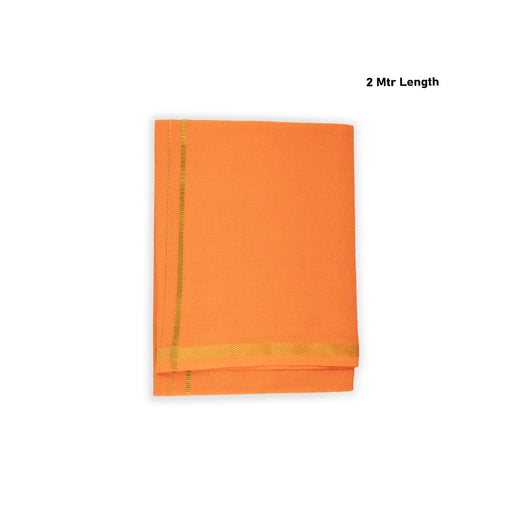 Veshti - 2 Mtrs | Jari Border Dhoti/ Orange Colour Vesti for Men - Veshti & Dhoti