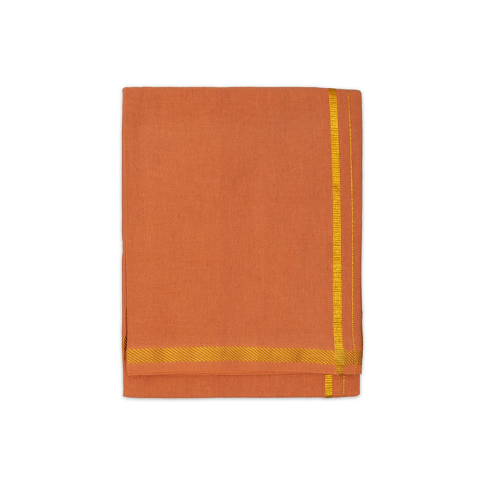 Cotton Veshti - 2 Mtrs | Kavi Dhoti/ Jari Border Dhothi / Traditional Vesti for Men