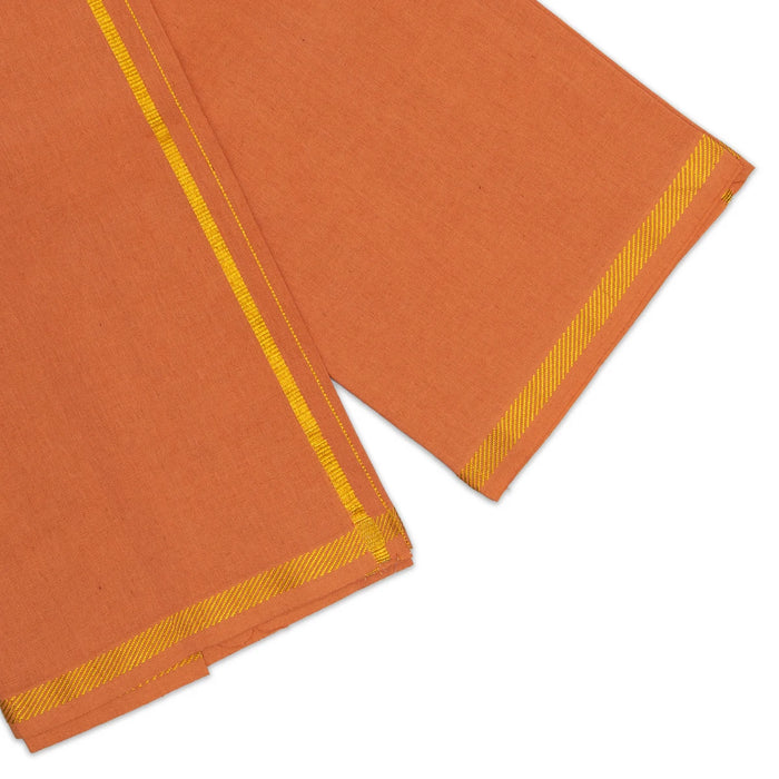 Cotton Veshti - 2 Mtrs | Kavi Dhoti/ Jari Border Dhothi / Traditional Vesti for Men
