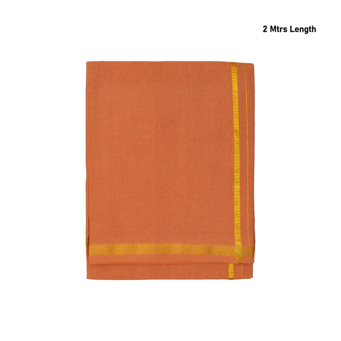 Cotton Veshti - 2 Mtrs | Kavi Dhoti/ Jari Border Dhothi / Traditional Vesti for Men
