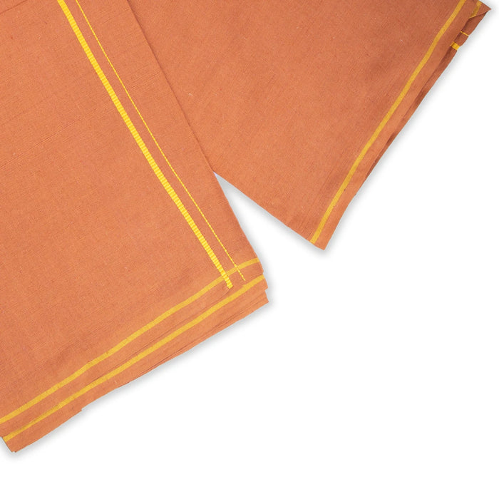 Cotton Veshti - 2 Mtrs | Kambi Karai Border Dhoti/ Kavi Colour Vesti for Men - Veshti & Dhoti