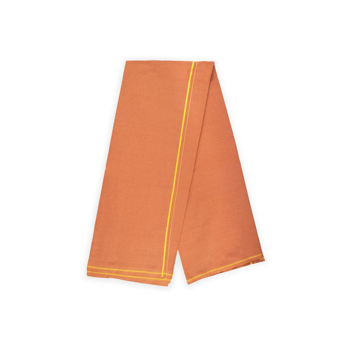 Cotton Veshti - 2 Mtrs | Kambi Karai Border Dhoti/ Kavi Colour Vesti for Men - Veshti & Dhoti