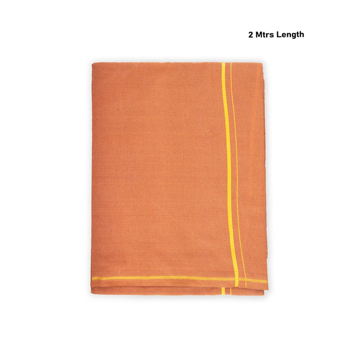 Cotton Veshti - 2 Mtrs | Kambi Karai Border Dhoti/ Kavi Colour Vesti for Men - Veshti & Dhoti