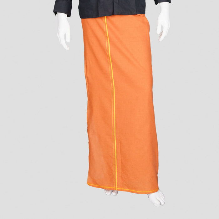 Cotton Veshti - 2 Mtrs | Kambi Karai Border Dhoti/ Kavi Colour Vesti for Men - Veshti & Dhoti