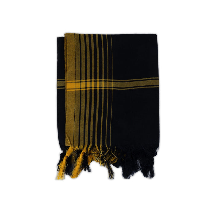 Towel - 30 x 60 Inches | Disco / Angavastram / Black Colour Kasavu Shawl for Men - Shawls & Towels