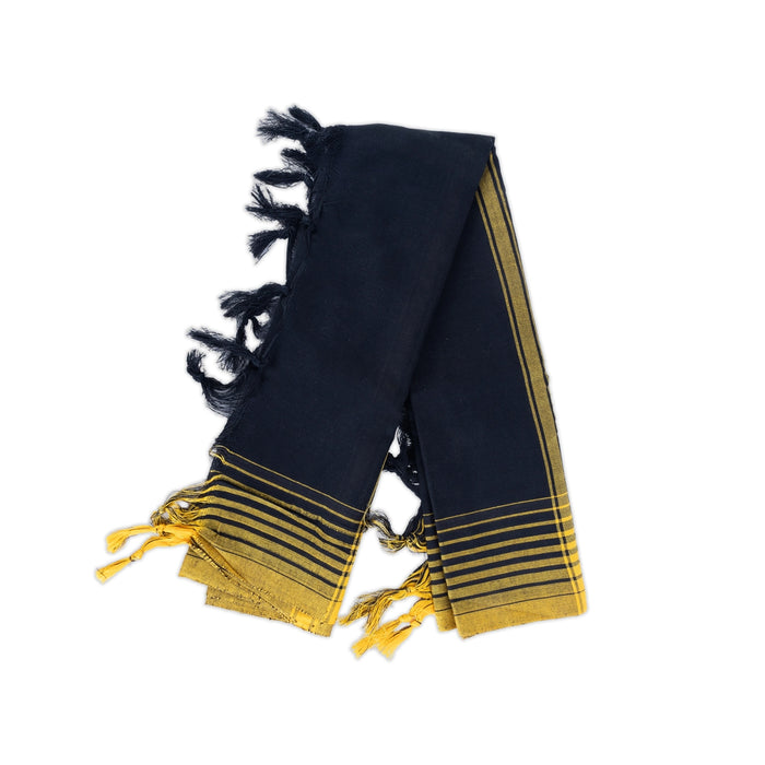 Towel - 30 x 60 Inches | Disco / Angavastram / Black Colour Kasavu Shawl for Men - Shawls & Towels