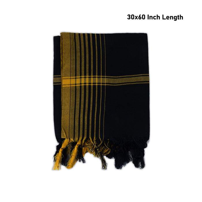 Towel - 30 x 60 Inches | Disco / Angavastram / Black Colour Kasavu Shawl for Men - Shawls & Towels