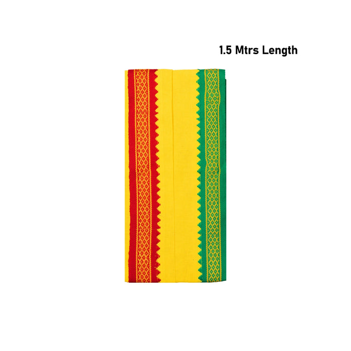 Angavastram - 1.5 Mtrs | Yellow Colour Gamcha/ Mayilkan Border Towel/ Thundu/ Kasavu Shawl for Men