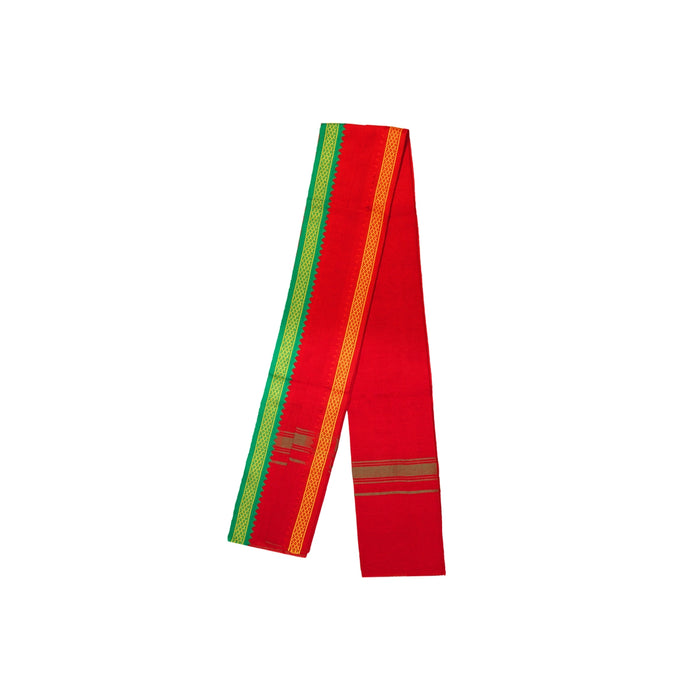 Angavastra - 1.5 Mtrs | Mayilkan Border Thundu/ Gamcha/ Red Colour Kasavu Shawl for Men