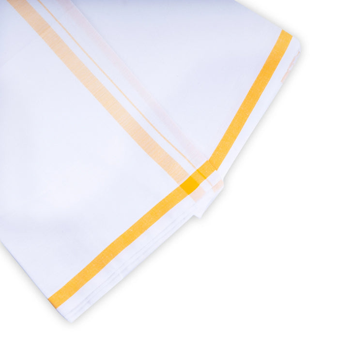 Veshti - 2 Mtrs | 0.5 Inch Gundanchi Border Dhoti/ White Vesti for Men - Veshti & Dhoti