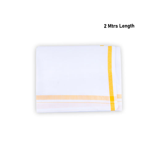 Veshti - 2 Mtrs | 0.5 Inch Gundanchi Border Dhoti/ White Vesti for Men - Veshti & Dhoti