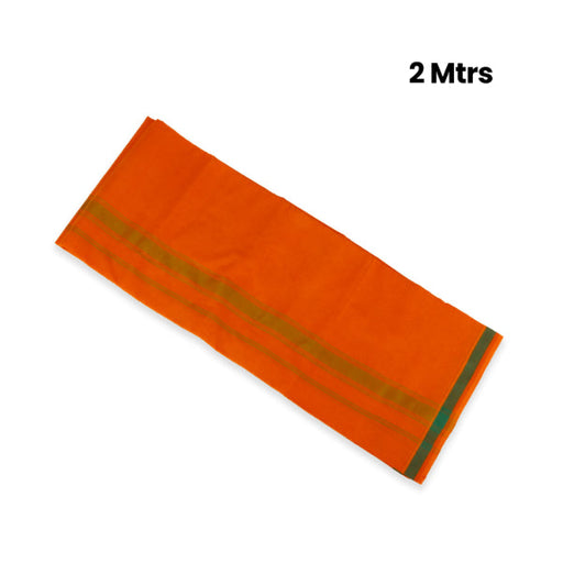 Veshti - 2 Mtrs - Orange | Gundanchi Border Dhoti/ Vesti for Men/ Assorted Colour - Veshti & Dhoti