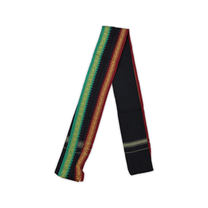 Angavasthiram - 27 x 54 Inches | Black Angavastram / Mla Border Design Gamcha / Kasavu Shawl for Men - Shawls & Towels