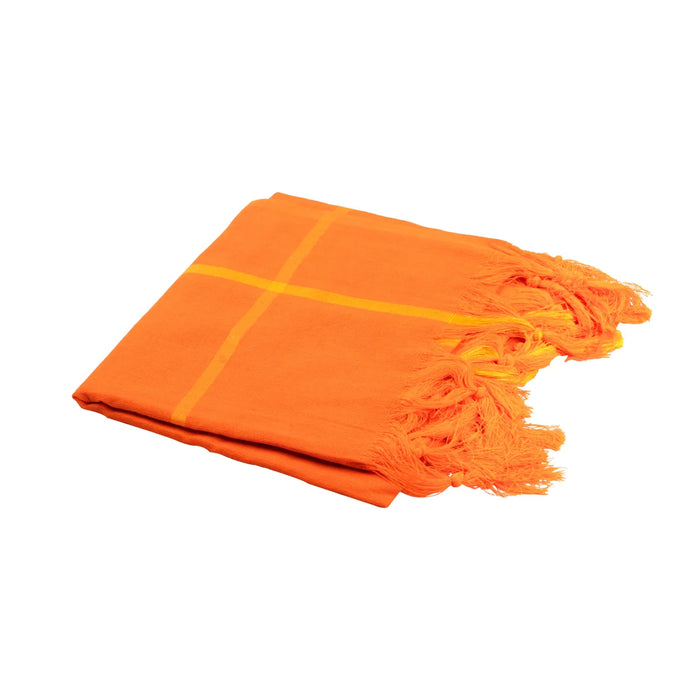 Angavastram - 30 x 60 Inches | Mudi Design Thundu/ Orange Colour Towel/ Melmundu for Mens