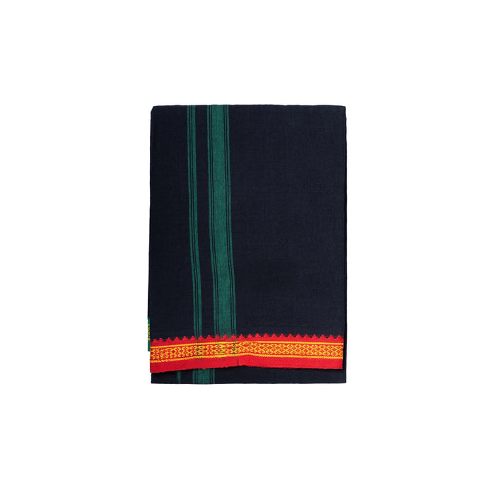 Black Veshti - 1.8 Mtrs | Cotton Vesti/ Thalapathi Border Dhoti/ Traditional Mundu