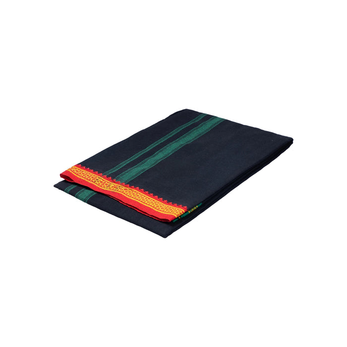 Black Veshti - 1.8 Mtrs | Cotton Vesti/ Thalapathi Border Dhoti/ Traditional Mundu