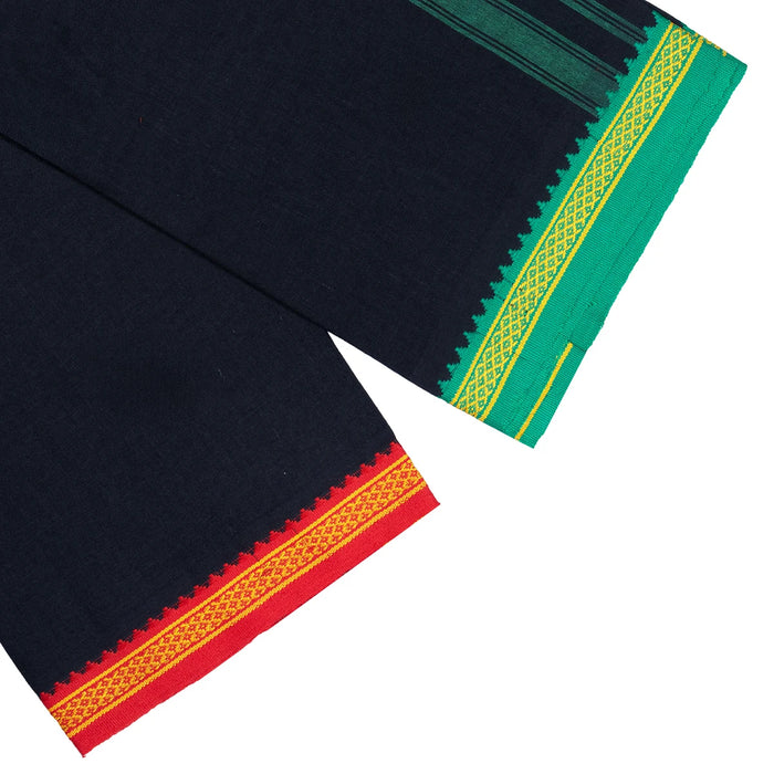 Black Veshti - 1.8 Mtrs | Cotton Vesti/ Thalapathi Border Dhoti/ Traditional Mundu