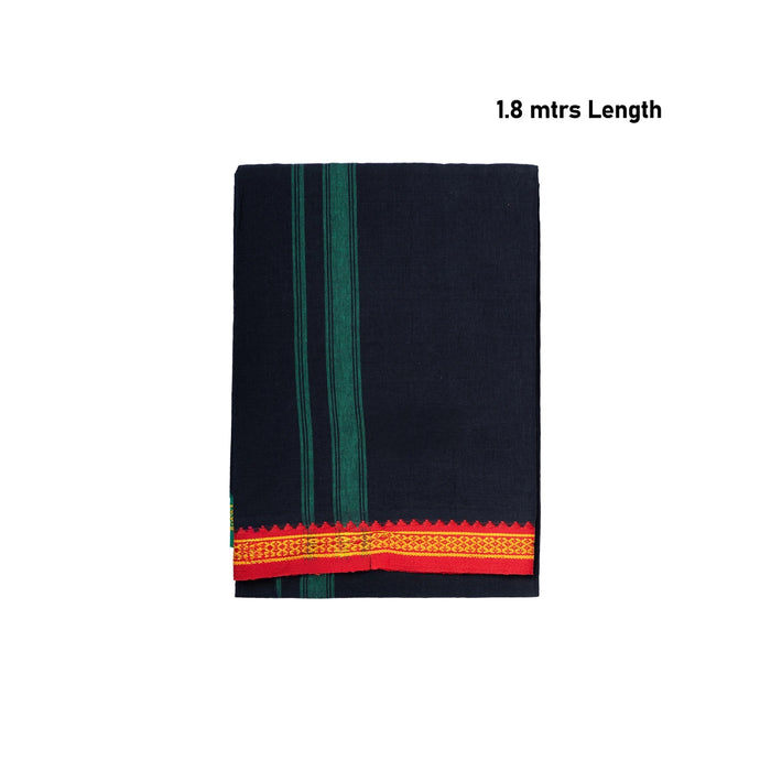 Black Veshti - 1.8 Mtrs | Cotton Vesti/ Thalapathi Border Dhoti/ Traditional Mundu