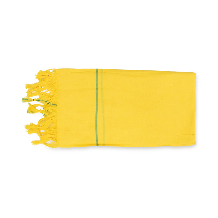 Towel - 30 x 60 Inches | Mudi Design Angavastram/ Yellow Colour Kasavu Shawl for Men - Shawls & Towels