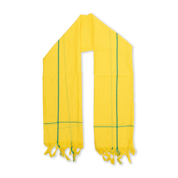 Towel - 30 x 60 Inches | Mudi Design Angavastram/ Yellow Colour Kasavu Shawl for Men - Shawls & Towels
