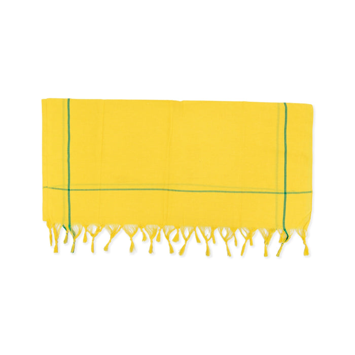 Towel - 30 x 60 Inches | Mudi Design Angavastram/ Yellow Colour Kasavu Shawl for Men - Shawls & Towels