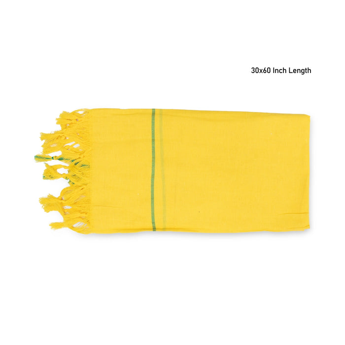 Towel - 30 x 60 Inches | Mudi Design Angavastram/ Yellow Colour Kasavu Shawl for Men - Shawls & Towels