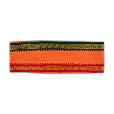 Towel - 30 x 60 Inches | Mla Border Design Angavastram/ Orange Colour Kasavu Shawl for Men