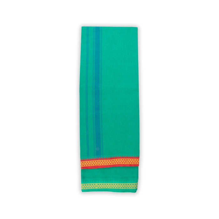 Cotton Veshti - 2 Mtrs | Green Colour Dhoti / Thalapathi Border Vesti for Men