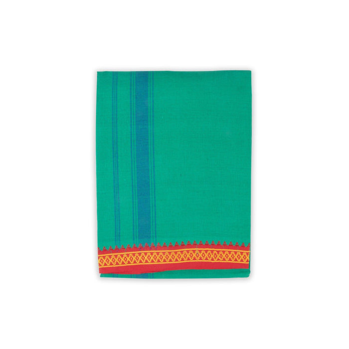 Cotton Veshti - 2 Mtrs | Green Colour Dhoti / Thalapathi Border Vesti for Men