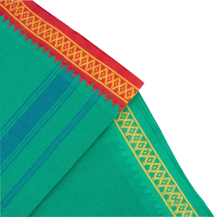 Cotton Veshti - 2 Mtrs | Green Colour Dhoti / Thalapathi Border Vesti for Men