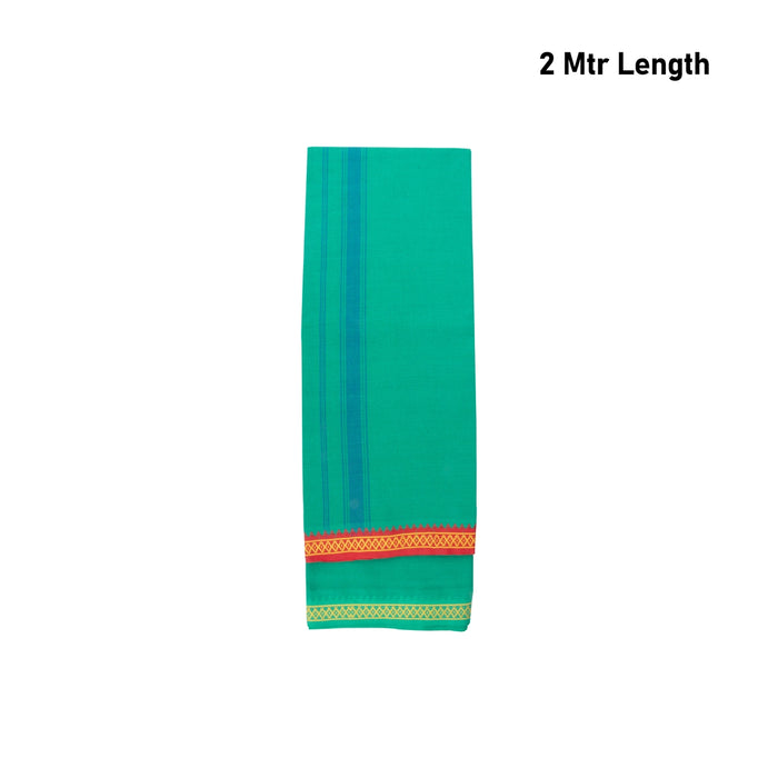 Cotton Veshti - 2 Mtrs | Green Colour Dhoti / Thalapathi Border Vesti for Men