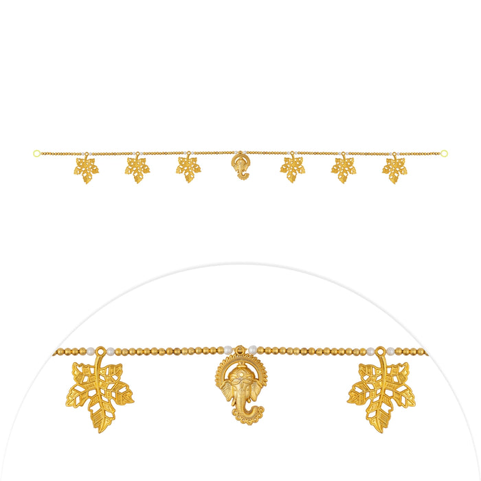 Door Toran - 3 Inches | Ganesha With Leaf Design Ladi / Artificial Bandhawar/ Thoranam for Entrance Decor - Toran