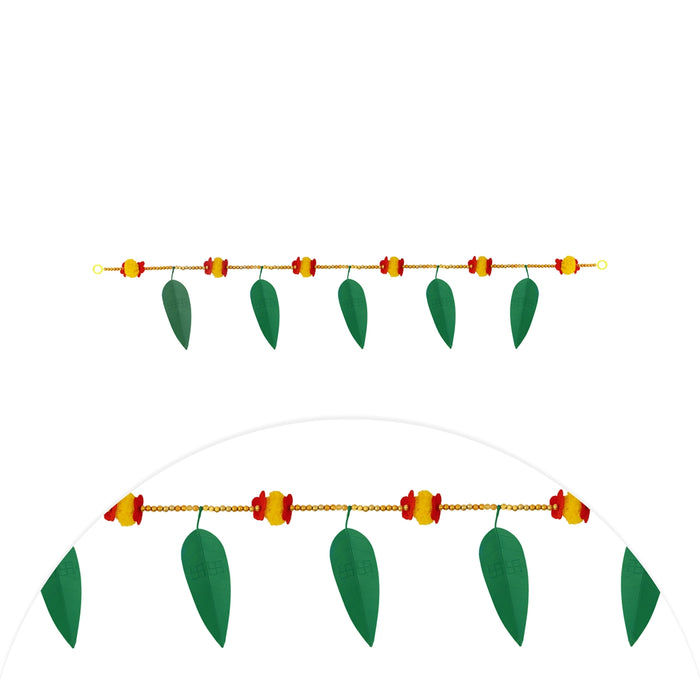 Leaf Design Toran - 3 Feet | Green Colour Thoran/ Bandanwar/ Door Hanging Toran for Home
