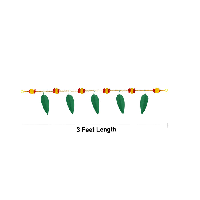Leaf Design Toran - 3 Feet | Green Colour Thoran/ Bandanwar/ Door Hanging Toran for Home