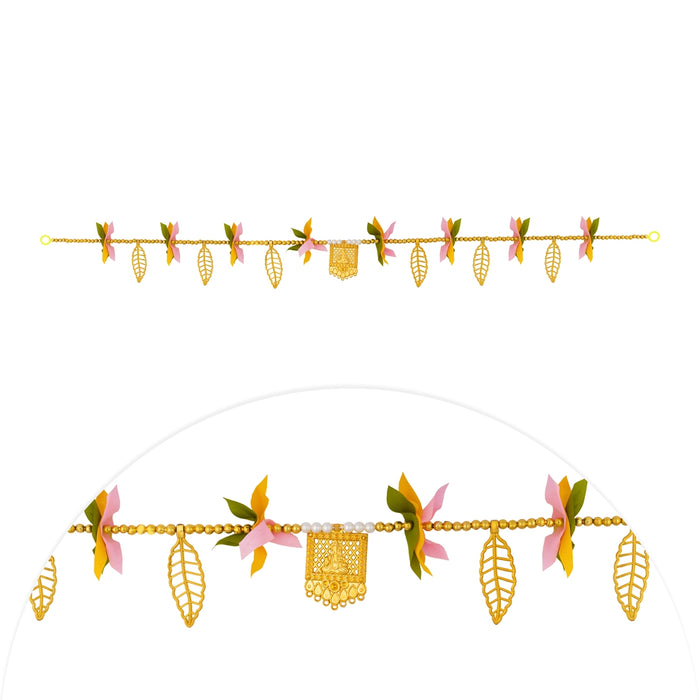 Moti Door Toran - 3 Feet | Golden Leaf Moti Thoran/ Bandanwar/ Thoran for Door Decor