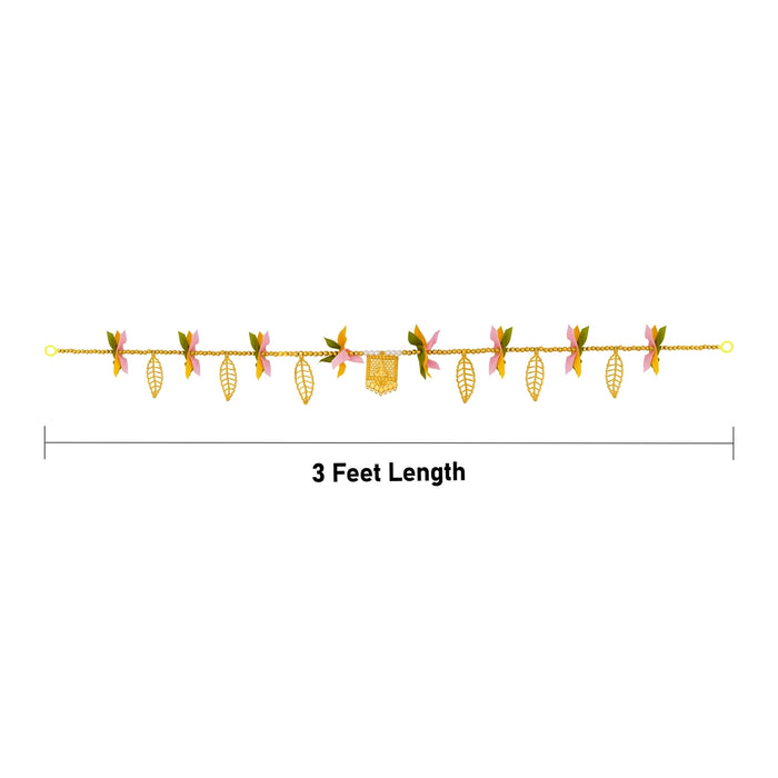 Moti Door Toran - 3 Feet | Golden Leaf Moti Thoran/ Bandanwar/ Thoran for Door Decor