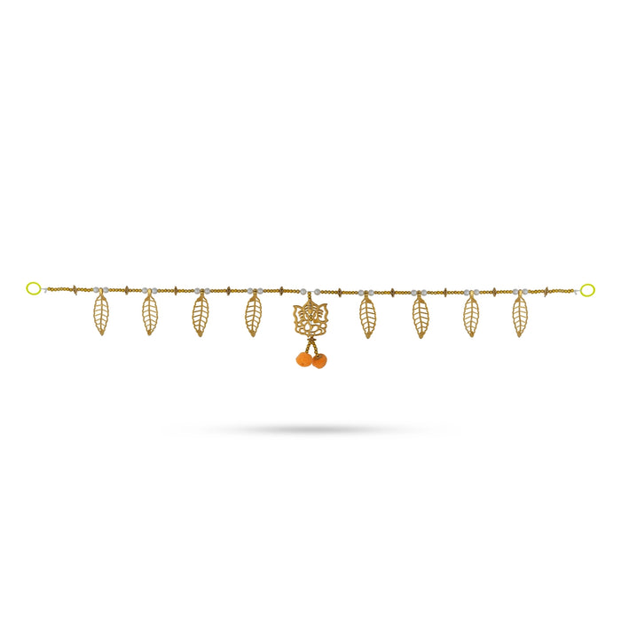 Door Toran - 3 Feet | Artificial Toran / Gold Leaf Ganesha With Beads Design Bandanwar / Thoran for Home Decor