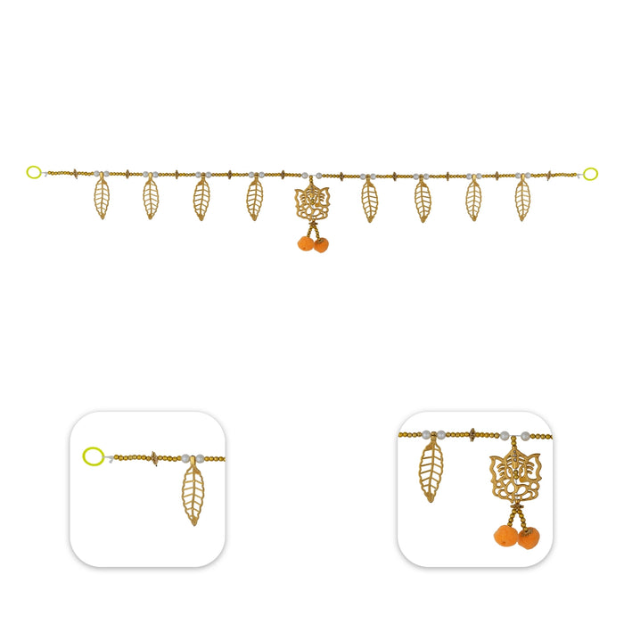Door Toran - 3 Feet | Artificial Toran / Gold Leaf Ganesha With Beads Design Bandanwar / Thoran for Home Decor