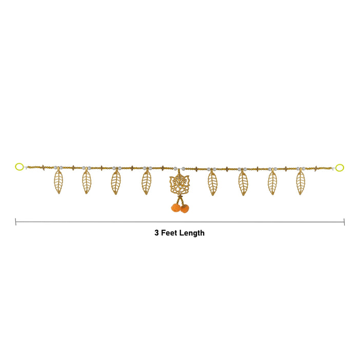 Door Toran - 3 Feet | Artificial Toran / Gold Leaf Ganesha With Beads Design Bandanwar / Thoran for Home Decor