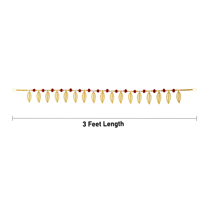 Door Toran - 3 Feet | Decorative Hanging / Gold Leaf Bandhawar / Ladi / Entrance Decor For Main Door & Pooja Room