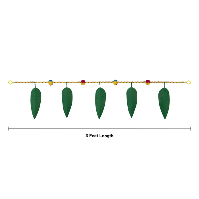 Moti Door Toran - 3 Feet | Green leaf Toran / Artificial Thoran / Bandanwar for Door Decor