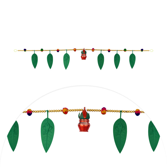 Moti Door Toran - 3 Inches | Green leaf Toran / Artificial Thoran / Bandanwar for Door Decor
